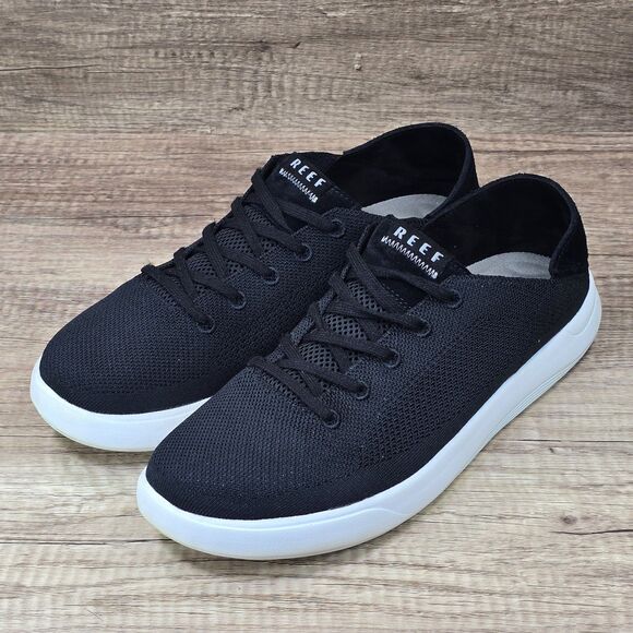 REEF SwellSole Neptune Men\'s Size 12 Black White Lace Up Knit Comfort Shoes